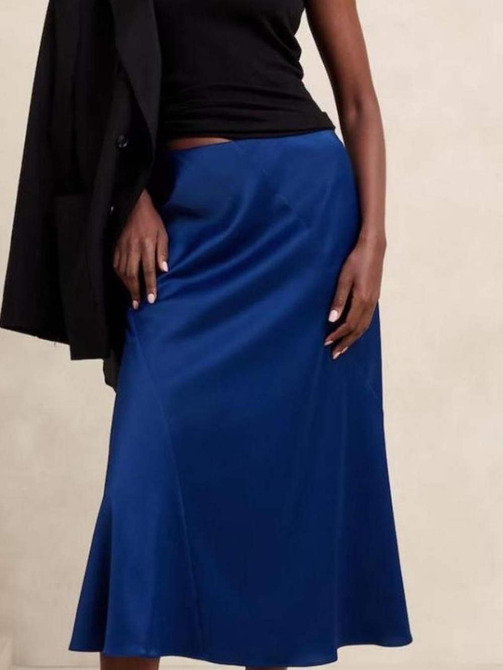 Banana Republic Blue Satin A-Line Midi Skirt - Picture 1 of 6